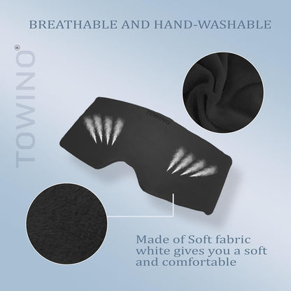 TOWINOÂ® Eye Mask for Sleeping Super Soft & Smooth And Fully Adjustable To All Size Heads - Super Soft & Comfortable for Women and Men, Blindfold for Travelling, Night Sleeping,Nap Suitable for All Family Members Made In India (Black)