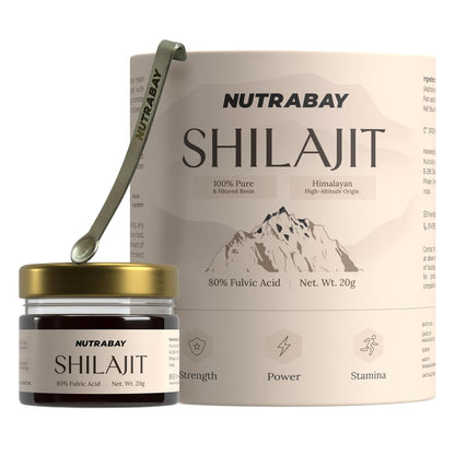 Nutrabay Shudh Himalayan Shilajit Resin from High Altitude â€“ Extracted Using Water â€“ Strength, Stamina & Power â€“ Premium Ayurvedic Supplement â€“ 20g