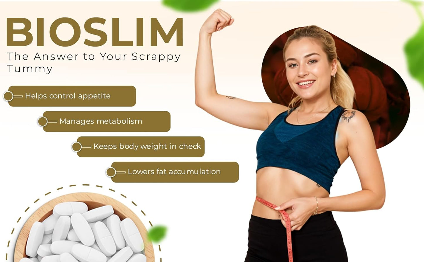SUNOVA Bioslim Fat Burner Capsules â€“ Organic Weight Management Formula Made of Garcinia Cambogia and Green Coffee Bean Extracts 60 Tablets (Pack of 1)