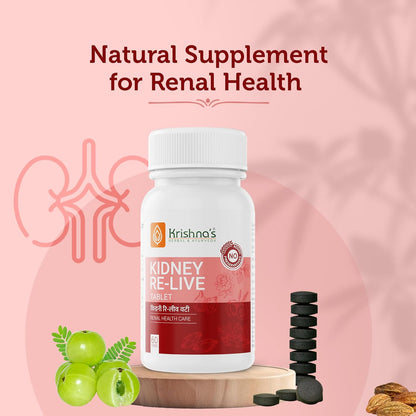 Krishna's Kidney-Re Live Tablets â€“ Advanced Kidney & Urinary Health Support Formula, 60 Tablets (Pack of 1)