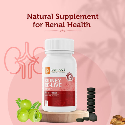 Krishna's Kidney-Re Live Tablets â€“ Advanced Kidney & Urinary Health Support Formula, 60 Tablets (Pack of 1)