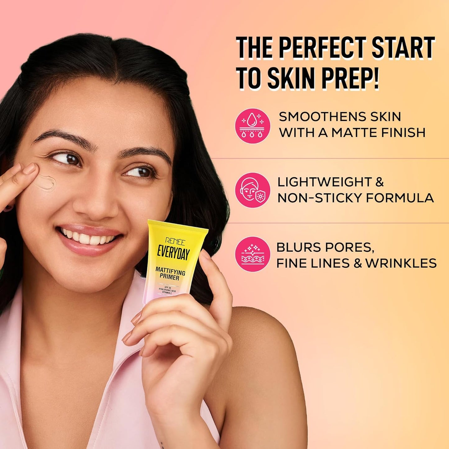 RENEE Everyday Primer, Blurs Fine Lines, Wrinkles & Pores, Smoothen Skin Texture, Lightweight & Non-Sticky, Long Lasting Formula with Matte Finish, Cruelty-Free Skincare Infused Makeup, 30 Ml