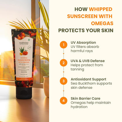 Wellwith by Ayuzera Sun Screen SPF 50, PA+++, Protection against UVA and UVB Rays, Oil free, Water Resistant (50ml, Pack of 1)
