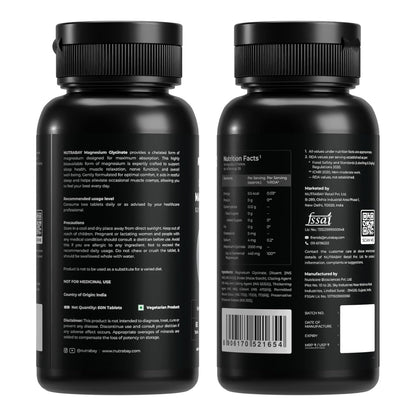 NUTRABAY Magnesium Glycinate 2000mg Per Serving | High Absorbing Chelated Form For Deep Sleep, Muscle Soreness & Brain Function | For Men & Women | 60 Tablets