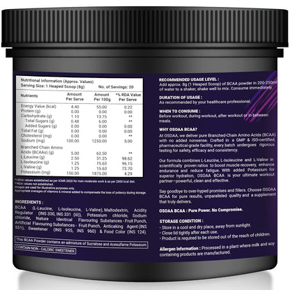 OSOAA BCAA Powder | Intra Workout Supplement | Muscle Recovery Drink with 5000mg BCAA | Amino Acid Supplements (20 Servings) | Fruit Punch