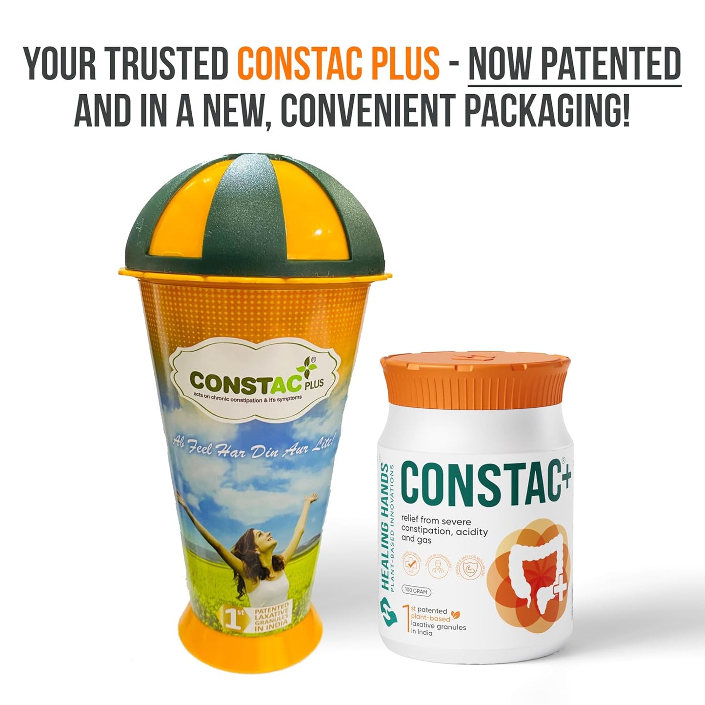 Healing Hands Constac Plus for Relief in Severe Constipation, Acidity and Gas, Plant Based Natural Constipation Solution, Clinically Proven, Herbal, Strong â€“ 100 gm (Granules)