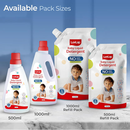 LuvLap Baby Laundry Detergent Refill pack- 1000ml, pH Balanced, No harsh chemicals, Safe for mommy's hands & baby's skin, Anti-Bacterial, Softens clothes & Removes Stains, Dermatologically tested