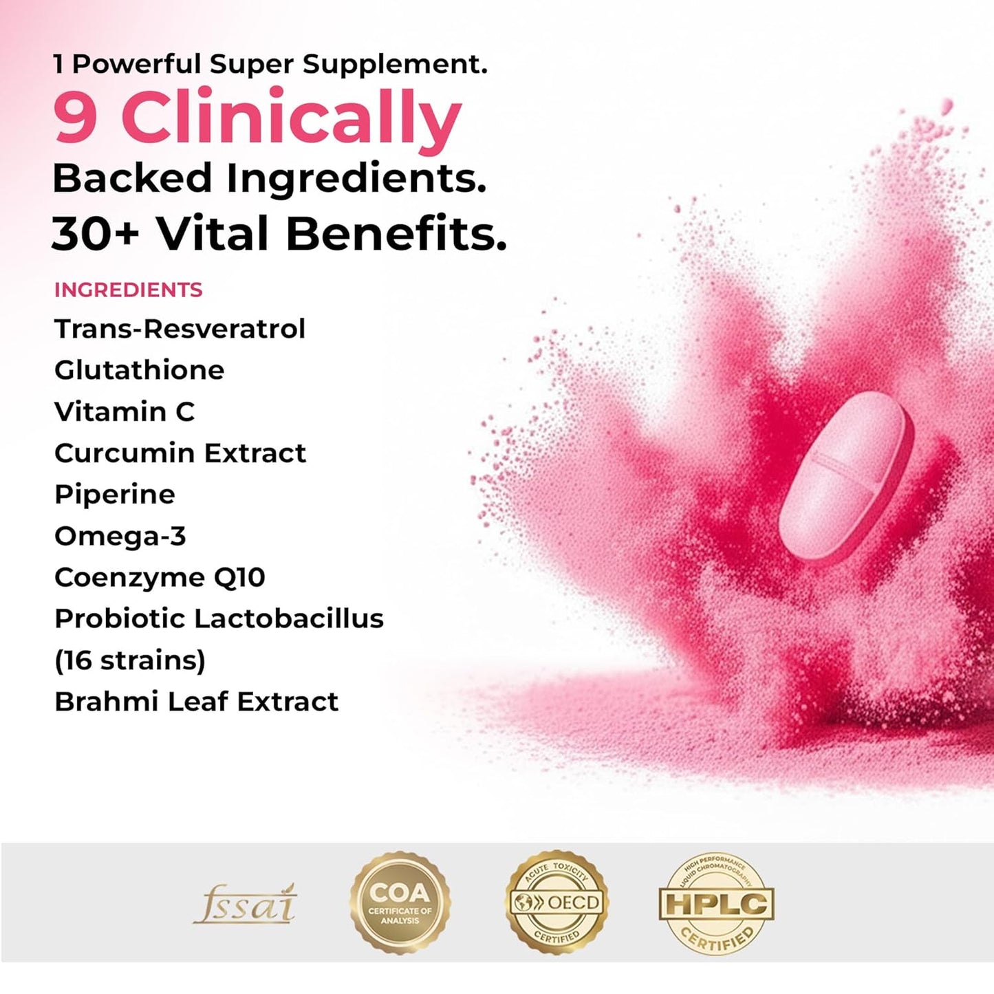 Miror Revive Anti-Aging & Womenâ€™s Daily Wellness Supplement with Resveratrol, Glutathione, Curcumin, Probiotics & CoQ10, Energy, Skin Glow, Gut Health & Immunity Support, Non-GMO, (30 Days Pack)