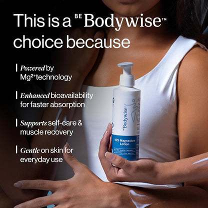 Be Bodywise 10% Magnesium Sleep Body Lotion 300ml | For Muscle Recovery & Relaxation | Infused with Shea Butter & Lavender | Mildly Scented, Lightweight & Non-Greasy Formula