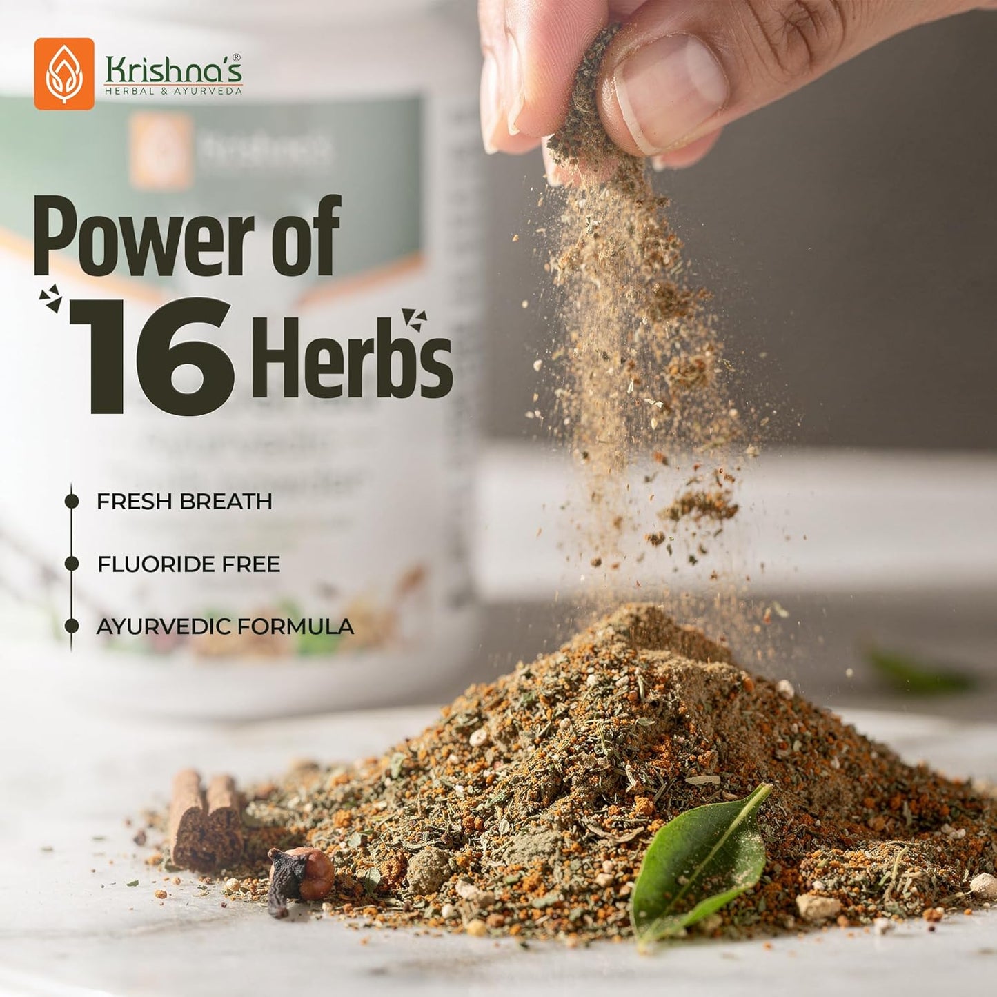 Krishnaâ€™s Dantoshad Ayurvedic Tooth Powder With Goodness of 15 Herbs for Strengthens Teeth, Tightens Gum & Maintain Fresh Breath - 100 gm (Pack of 1)