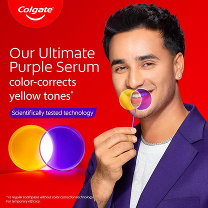 Colgate Visible White Purple Teeth Whitening Serum, 40ml â€“ Mint & Yuzu Flavour, Instant Brightening Purple Serum for Whiter Smiles