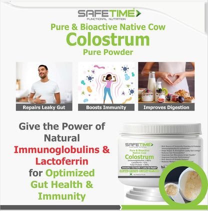 NATIVE COW COLOSTRUM, PURE with 70% Total Protien, 40% Immunoglobulins, 1% Lactoferrin, Leaky Gut, Immunity, Gut Health (100 gm powder) (Pack of 1)