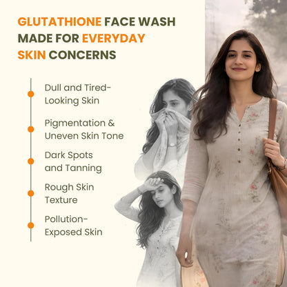 Wellwith by Ayuzera Glutathione Face Wash, Vitamin C & E, Kojic Acid Aloe Vera, Glowing Skin, Oil Control, Cleansing Face Wash Skin Rejuvanating (100ml, Pack of 1)