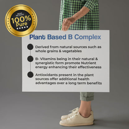 Health Veda Organics Plant Based Vitamin B-Complex Tablets - All essential B Vitamins in One for Hair Growth, Boosts Energy & Immunity - (120 Veg Tablets)