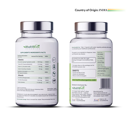 HEALTH VEDA ORGANICS PRIVATE LIMITED Chelated Iron Folic Acid Supplement With Zinc, Vitamin C & B12, Zinc & Spinach Leaves | Hemoglobin, Boost Immunity & Maintains Iron Level | 60 Veg Capsules