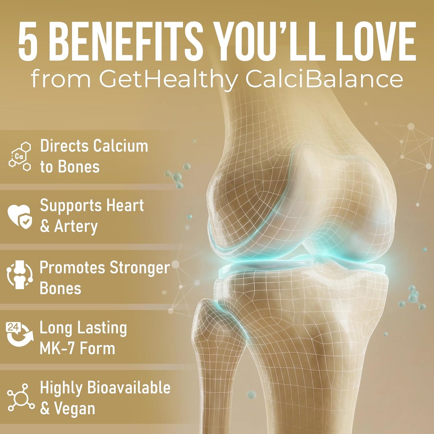 GetHealthyÂ® CalciBalanceâ„¢ Vitamin K2 MK7 55 mcg | All-Trans Menaquinone-7 | Daily Bone Wellness Support | Vegetarian Capsules | Made in India | 120 Count