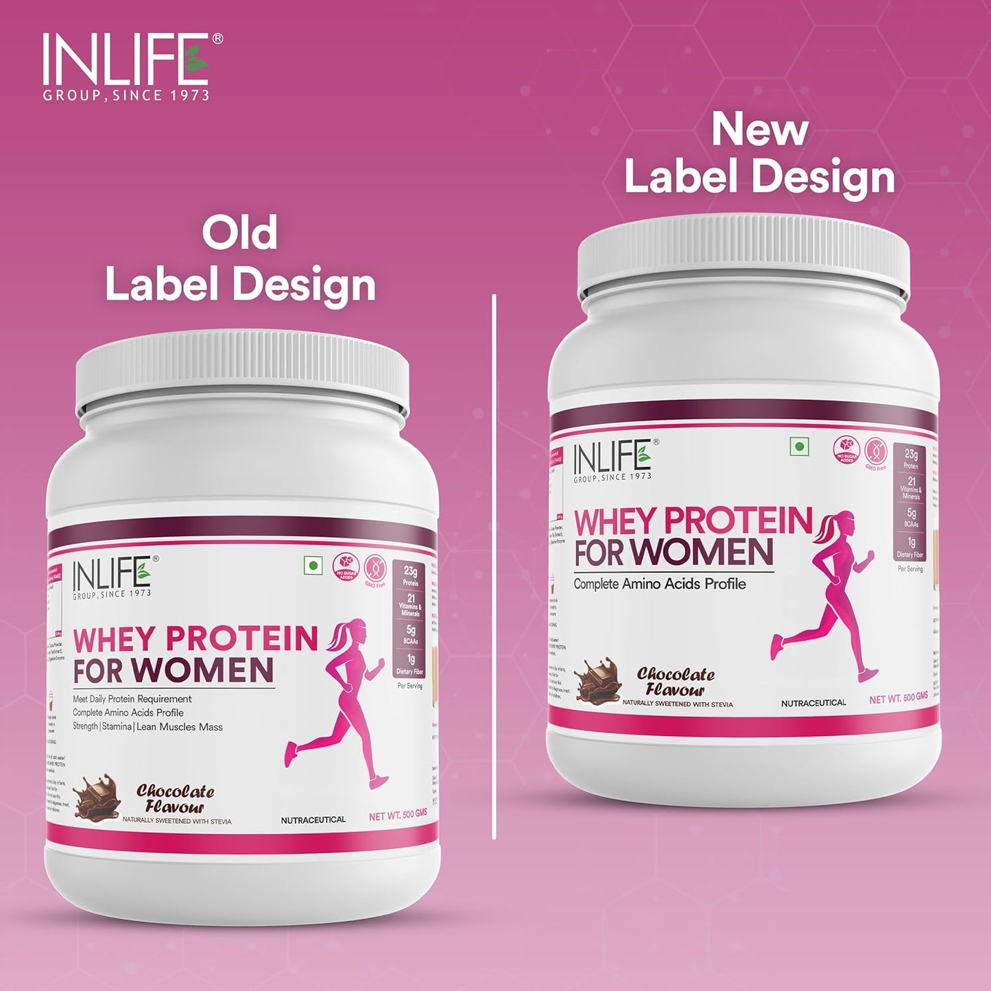 INLIFE Whey Protein Powder for Women | Ayurvedic Herbs, 23g Protein, 21 Vitamins Minerals, Omega 3 6, Digestive Enzymes, Hair Skin Nails 500g (500g, Chocolate)