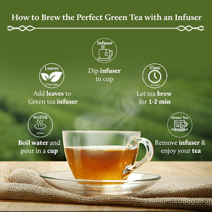 Blue Nectar Decongestant Lemongrass Green Tea Loose Leaves, Sourced from Assam Tea Garden | Eco Friendly Glass Jars with Green Tea Infuser (65g)