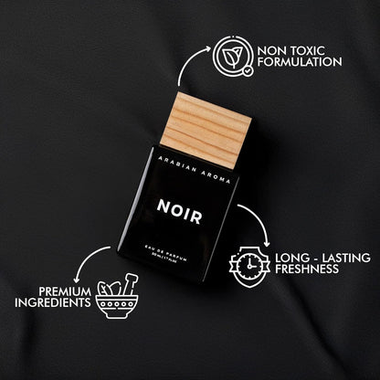 Arabian Aroma Noir Men's Perfume | Premium Perfume for Men with Long Lasting Fragrance | Amber, Rose, Saffron, and Leather Notes | Extrait De Perfume | Long Lasting Perfume for Men (50ml)