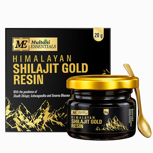 Multani Essentials Himalayan Shilajit Gold Resin 20gm with Ashwagandha, Safed Musli & Gold Extract | Stamina, Energy, and Power | Supports Rejuvenation | More Than 70% Fulvic Acid