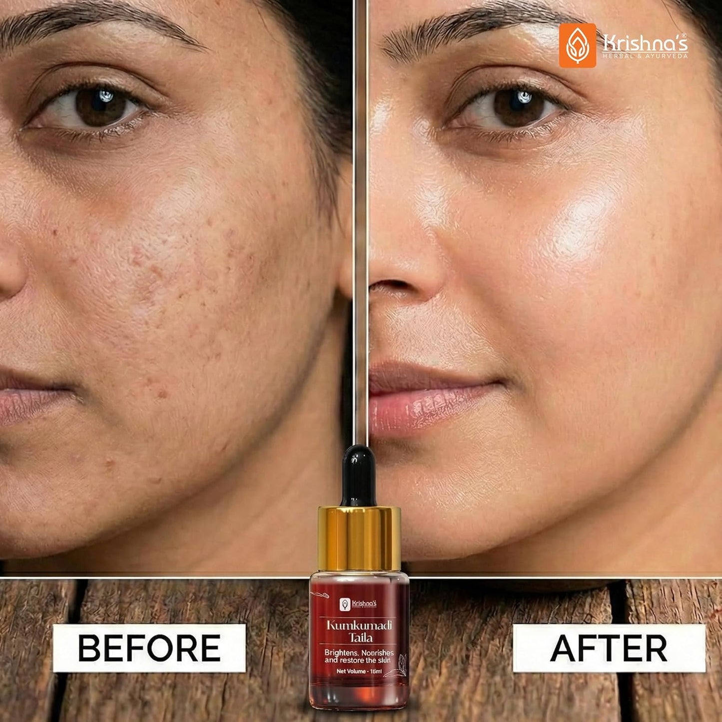 Krishnaâ€™s Kumkumadi Taila -10 ml | Herbal Ayurvedic Face Oil | Radiant & Nourished Skin | For Natural Glow