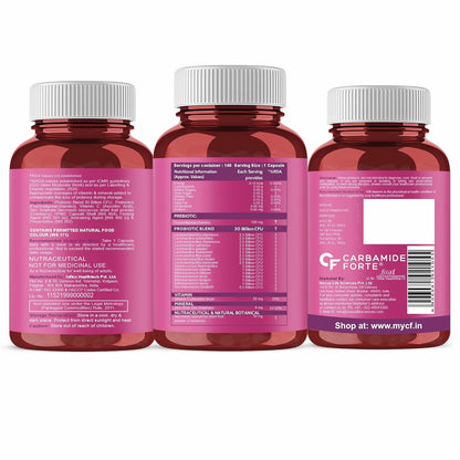 Carbamide Forte 30 Billion Probiotics Supplement | Gut Cleanse Detox | Gut Health Supplement with Prebiotics and Probiotics | Lactobacillus Reuteri 100 Veg Capsules for Men & Women