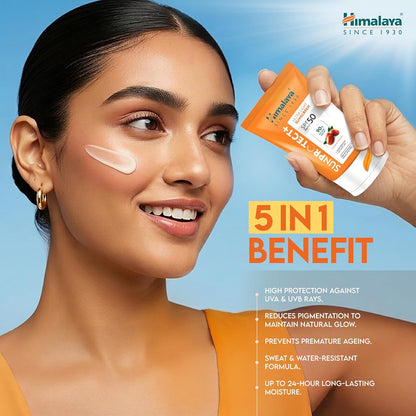 Himalaya Sun Protect+ Ultra Light Sunscreen | 90% Natural Origin Ingredients | In vivo tested SPF 50 PA++++ | Dermatologically tested for all skin types | No white cast | Sweat Resistant | 30g