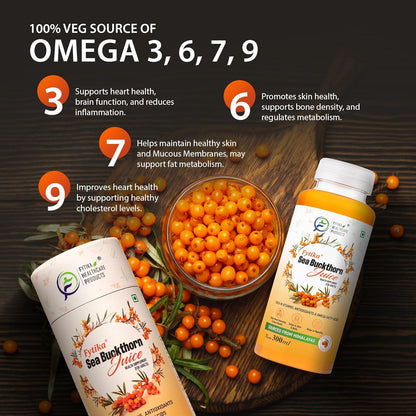 Fytika Sea Buckthorn Juice - 300 ML (PACK OF 1) | Pulp Concentrate Made for Your Total Body Care & Wellness | Rich in Vitamin C, Omega 3, 6, 7, 9 & Antioxidants | For Men & Women