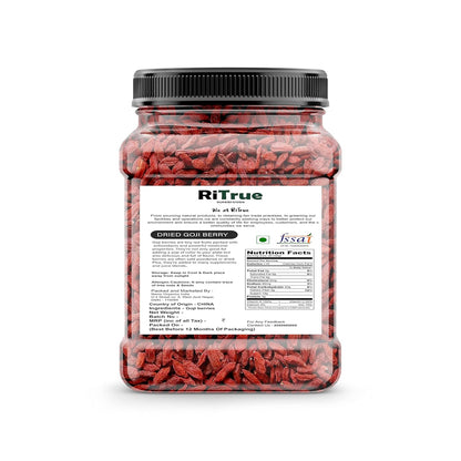 RiTrue Organic Dried Goji Berries without Sugar - 200 Gm - Unsweetened Goji Berry Dry Fruits