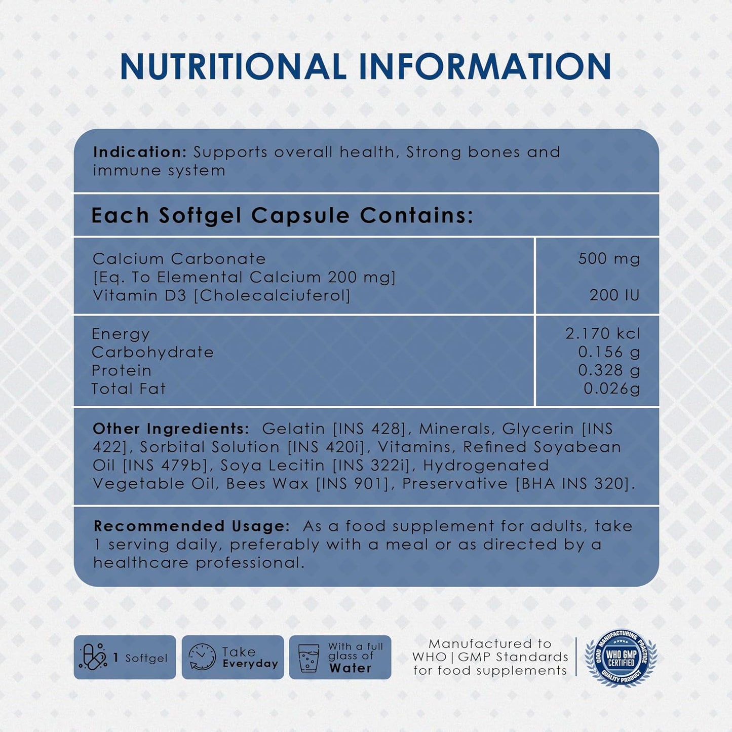 Ambrosial Calcium & Vitamin D3 tablets | High Potency Tablets for Women & Men | Calcium Supplements to Support Healthy Bones, Muscles & Teeths (Pack of 1-60 Softgels)