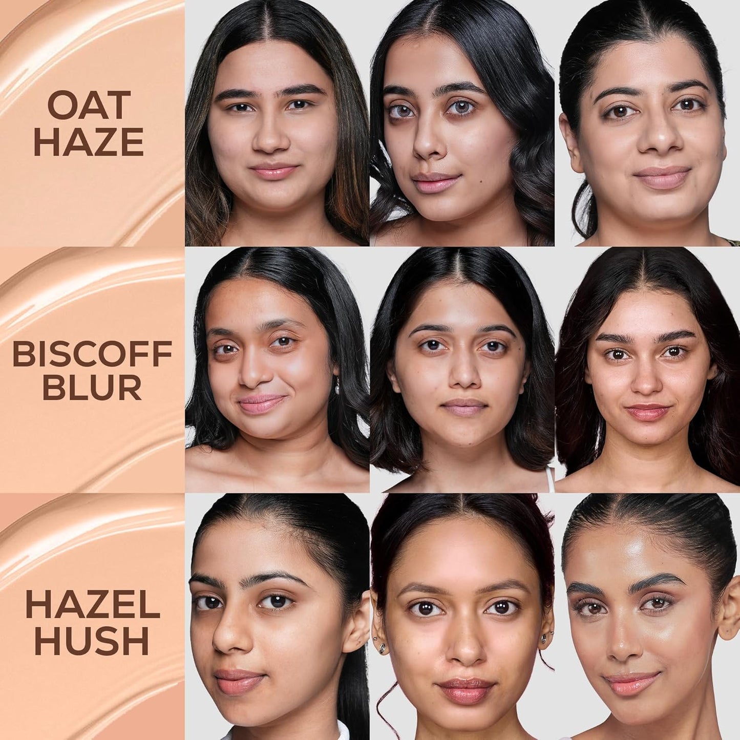 RENEE Bollywood Filter Blurring Liquid Foundation - Hazel Hush | Full Coverage, Matte Finish | Blurs Pores & Blemishes | Hydrates & Evens Skin Tone | With Niacinamide & Hyaluronic Acid | 30ml