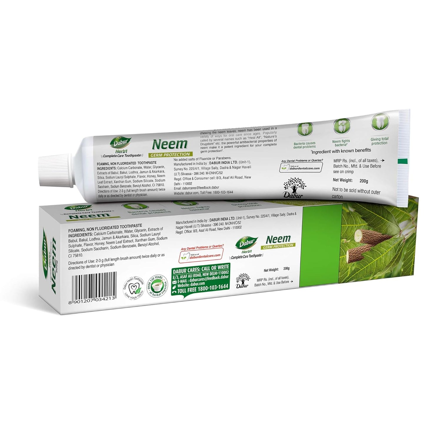Dabur Herb'l Neem - Germ Protection Oral Care Toothpaste - 200 g
