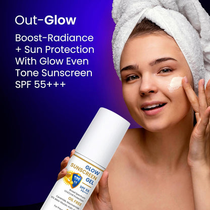 Get Nectar Happiness Glow Sunscreen Gel SPF 55 PA+++ | For Oily, Dry, Acne-prone Skin | Ultra Lightweight Texture I Non-Greasy I No White Cast | Broad Spectrum Protection & Fades Dark Spots 50ml (1)