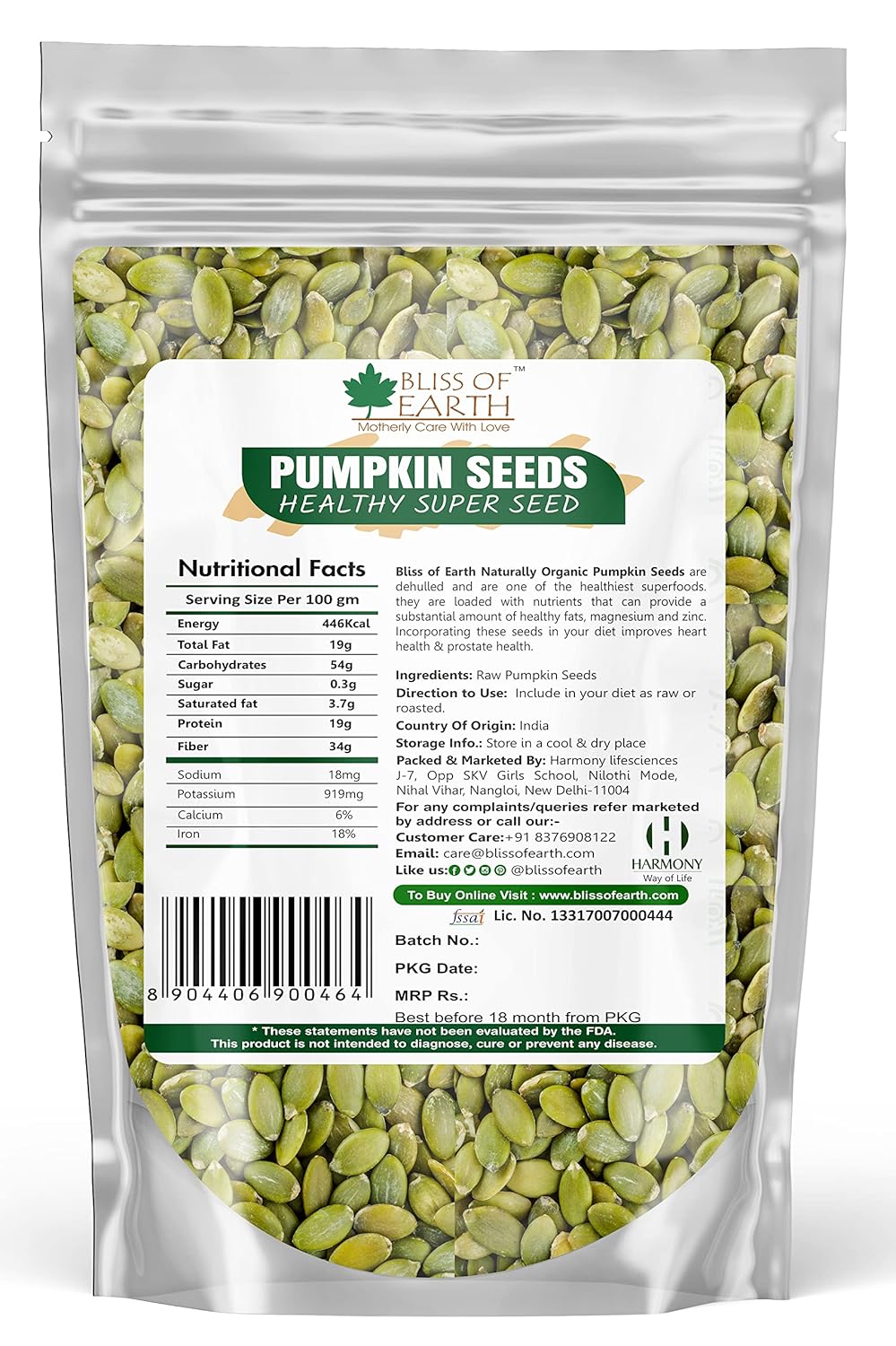 Bliss of Earth Pumpkin Seeds 200gm - Dehulled Pumpkin Seeds for Eating & Weight Management - Natural and Organic Superfood for Immunity Support and a Healthy Diet