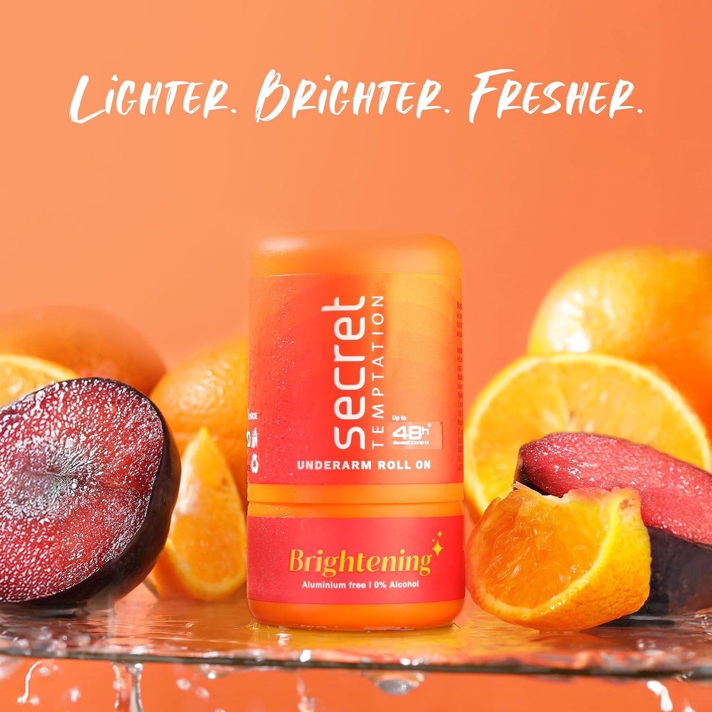 Secret Temptation Brightening Antiperspirant Non Sticky Roll On Deodorant Stick For Women, Reduce Underarm Darkness, Brightens & Evens Out Skin Tone, Zinc Oxide & Niacinamide, 50ml