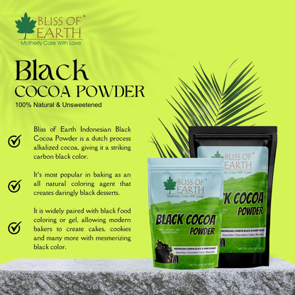 Bliss of Earth Black Cocoa Powder Natural and Unsweetened Carbon Black & Dark Roast Perfect for Cooking & Baking Cakes, Biscuits, Oreo, Chocolates, Smoothies 100GM