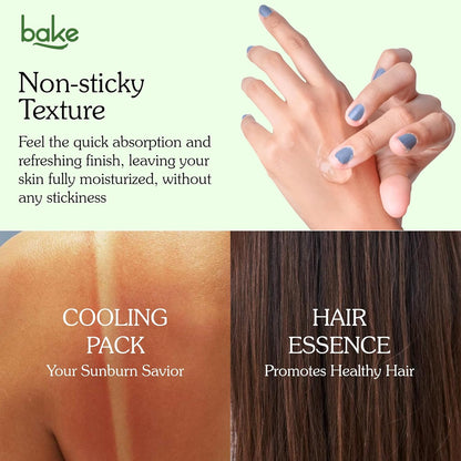 BAKE 99% Pure Aloe Vera Gel (200g) For Face, Body & Hair With Panthenol & Glycerin | Hydrates Skin, Reduces Dryness & Non Sticky | Enriched Proven Actives | For Men & Women - 200g