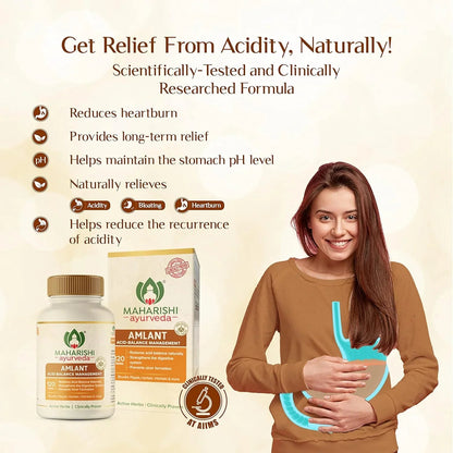 Maharishi Ayurveda Amlant For Acidity Heartburn Gas & Bloating Strengthens Digestive System Helps In Reducing Acidity Recurrence Quick Relief 120 Tablets