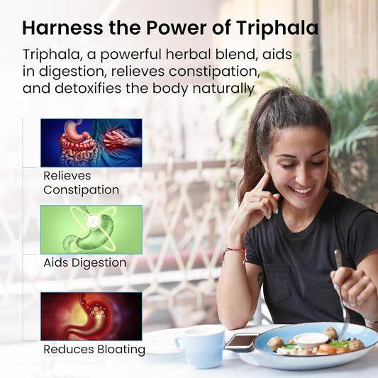 Healthvit Triphala Capsules | Herbal Digestive Aid | Constipation Relief Medicine - Natural Triphala for better bowel movement | 60 Capsules