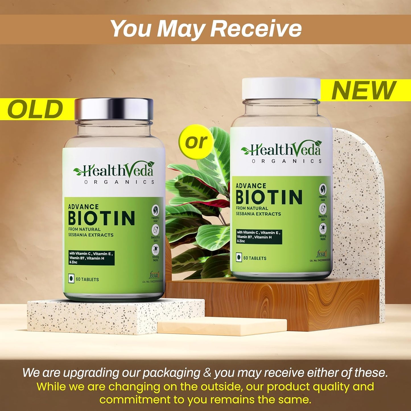 Health Veda Organics Advanced Biotin Tablets | Boosts Keratin Production & Improves Hair Thickness with Natural Sesbania Agati Leaf Extract | Hair Vitamins (Biotin, Vitamin E & Copper) for Healthy Hair, Skin & Nails | For Both Men & Women (60 Tablets)