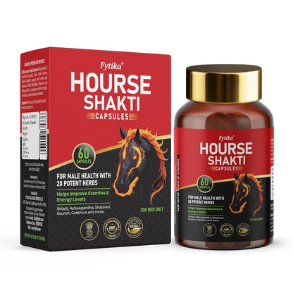 Fytika Horse Shakti Capsules | 20 Potent Ayurvedic Herbs | For Menâ€™s Strength, Stamina & Daily Vitality | 60 Capsules