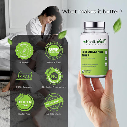 HEALTH VEDA ORGANICS PRIVATE LIMITED Timer For Men | Enhances Immunity, Improves Energy Levels & Boosts Strength | 60 Veg Capsules