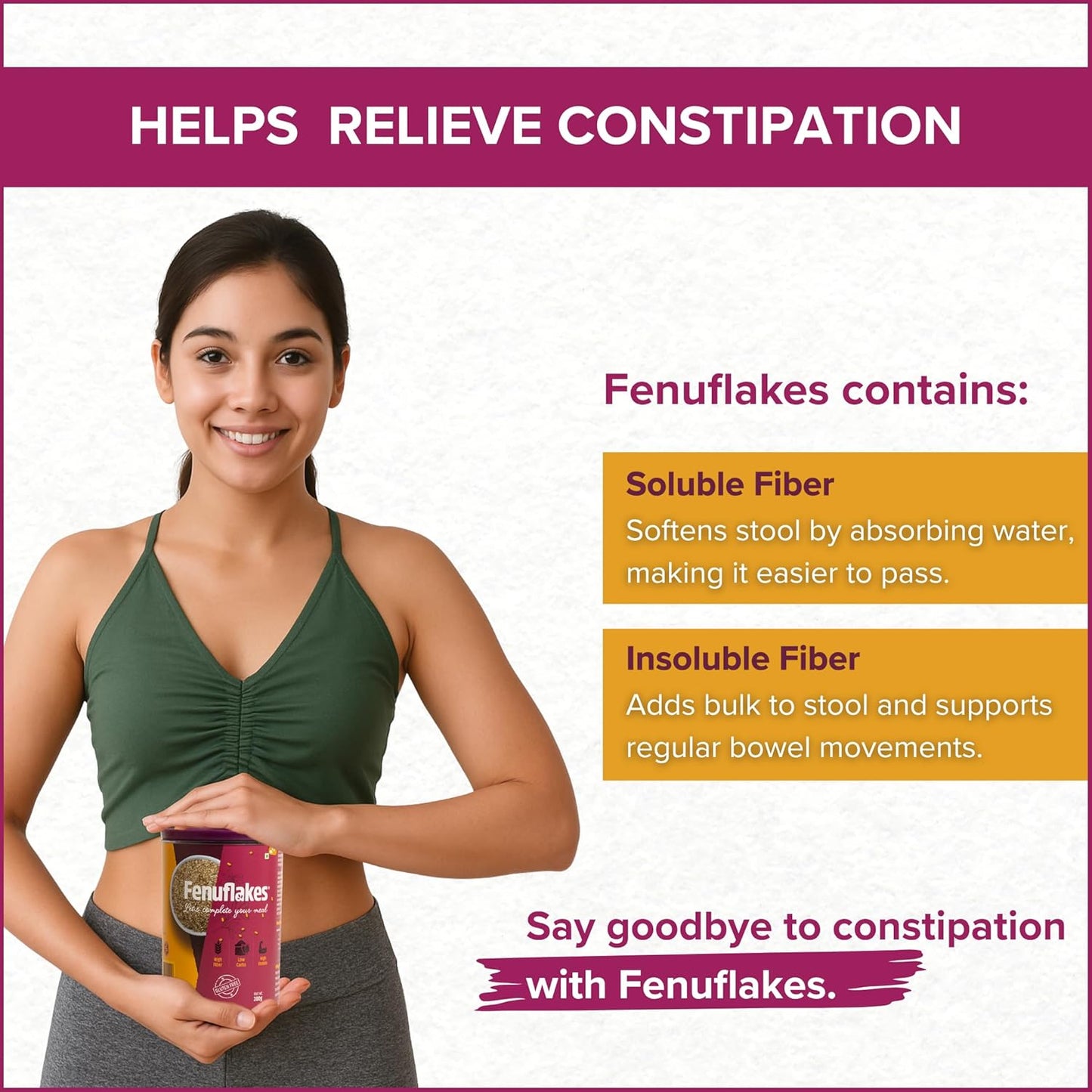 Fenuflakes 300g Fiber supplement | Bloating,acidity,&constipation relief |High Protein|Prebiotic fiber| low carbs |Aids in managing blood sugar levels |Neutral in taste |Add to any food| 30 servings.