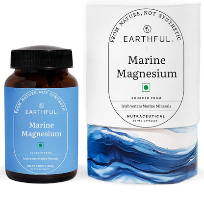 Earthful Marine Magnesium | Sourced from Ireland Sea Waters | For Restful Sleep, Stress Relief, Muscle Relaxation | 30 Capsules (30 Days Pack)