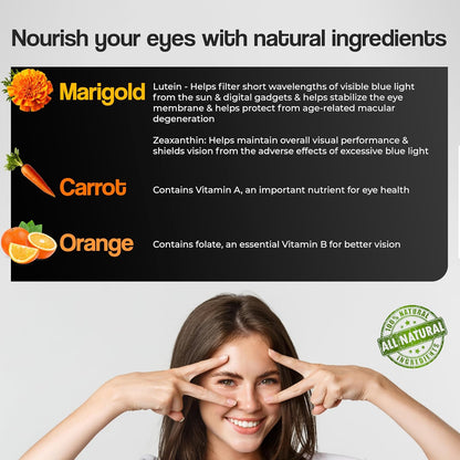 HEALTH VEDA ORGANICS PRIVATE LIMITED Plant Based Eye Care with Lutemax 2020 I 60 Veg Tablets I Protects from Blue Light & Improves Vision I For both for Men & Women