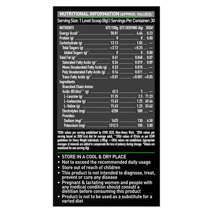 MuscleBlaze BCAA Pro Powder, Powerful Intra Workout (Litchi, 240g, 30 Servings) | With 5g BCAAs & 500mg Electrolytes