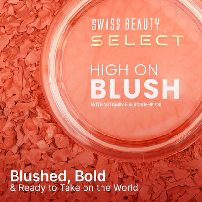 Swiss Beauty Select High on Blush with Natural Matte Finish | Long- Lasting & Non Transferrable stay | Enriched with Vitamin E & Rose oil | Shades- Soft Pink, 8gm |