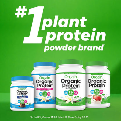 Orgain Organic Vegan Protein Powder + Greens, Creamy Chocolate Fudge - 21g Plant Based Protein, Gluten Free, Dairy & Lactose Free, Soy Free, No Sugar Added, Iron & Prebiotics for Gut Health - 1.94lb