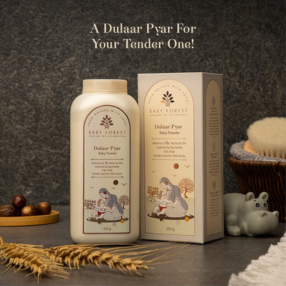 Baby Forest Dulaar Pyar Talc-Free Baby Powder | with Chamomile, Jojoba & Marigold Oils + Corn Starch | for Soft, Rash-Free Skin | Natural, Derma Safe, Cruelty-Free Baby Powder | 200g
