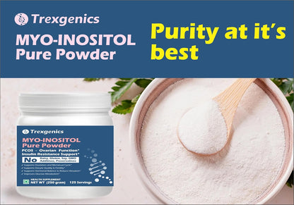 Trexgenics MYO-INOSITOL PURE POWDER, PCOS, Ovarian Function, Insulin Resistance, Hormonal Balance, Menstrual Cycle, Metabolism 125 servings (250 gram) (Pack of 1)